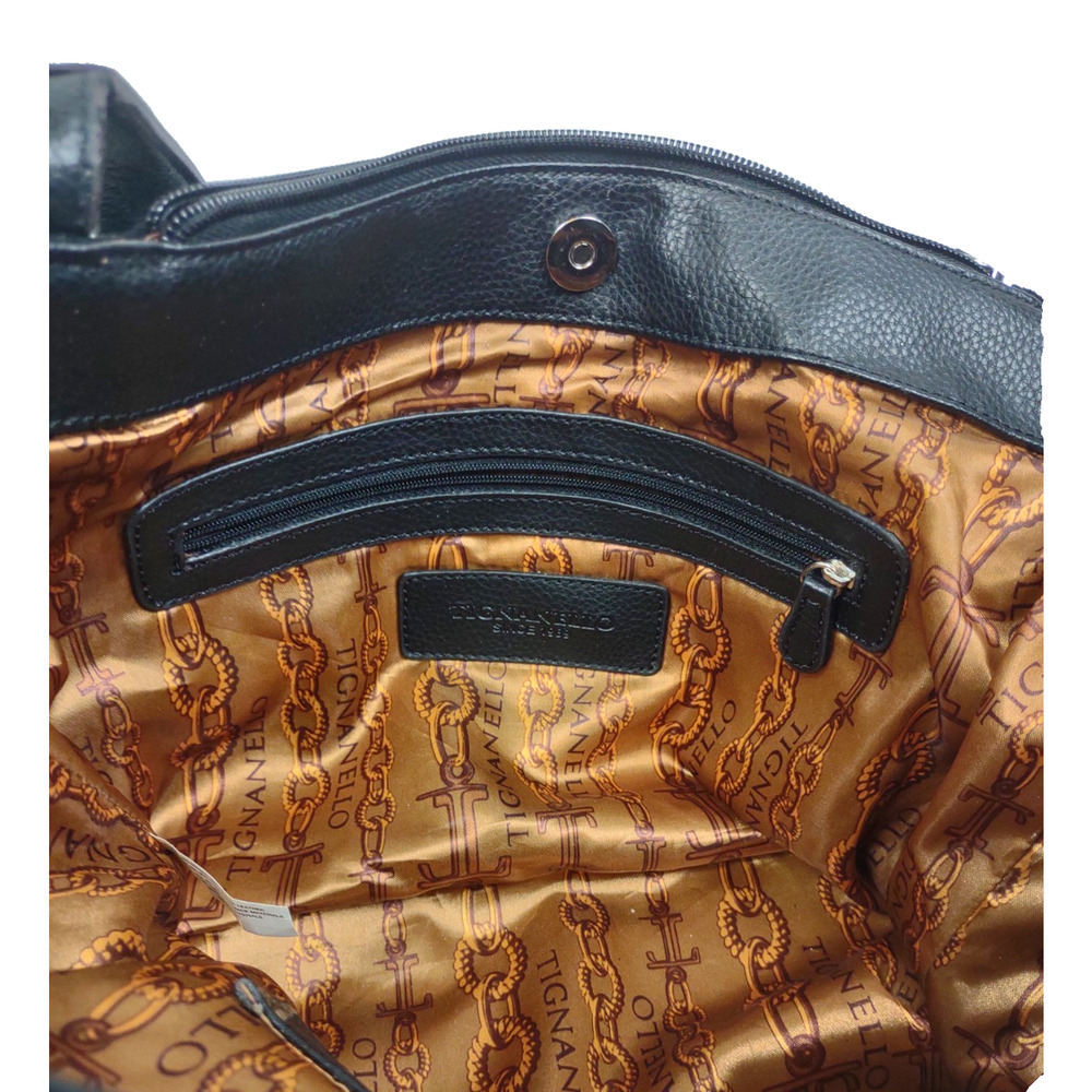 TIGNANELLO Black & Brown Suede/Leather Expandable Hobo Shoulder Bag Handbag - Picture 6 of 13